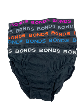 10 Pack Bonds Men's Black Hipster Briefs.