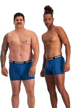 12 Pairs of Bonds Men's Total Package Trunk Underwear in Blue/Black Band