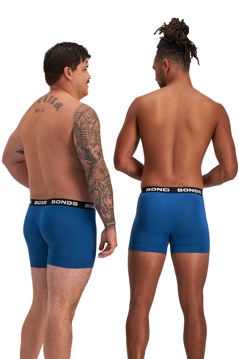 12 Pairs of Bonds Men's Total Package Trunk Underwear in Blue/Black Band