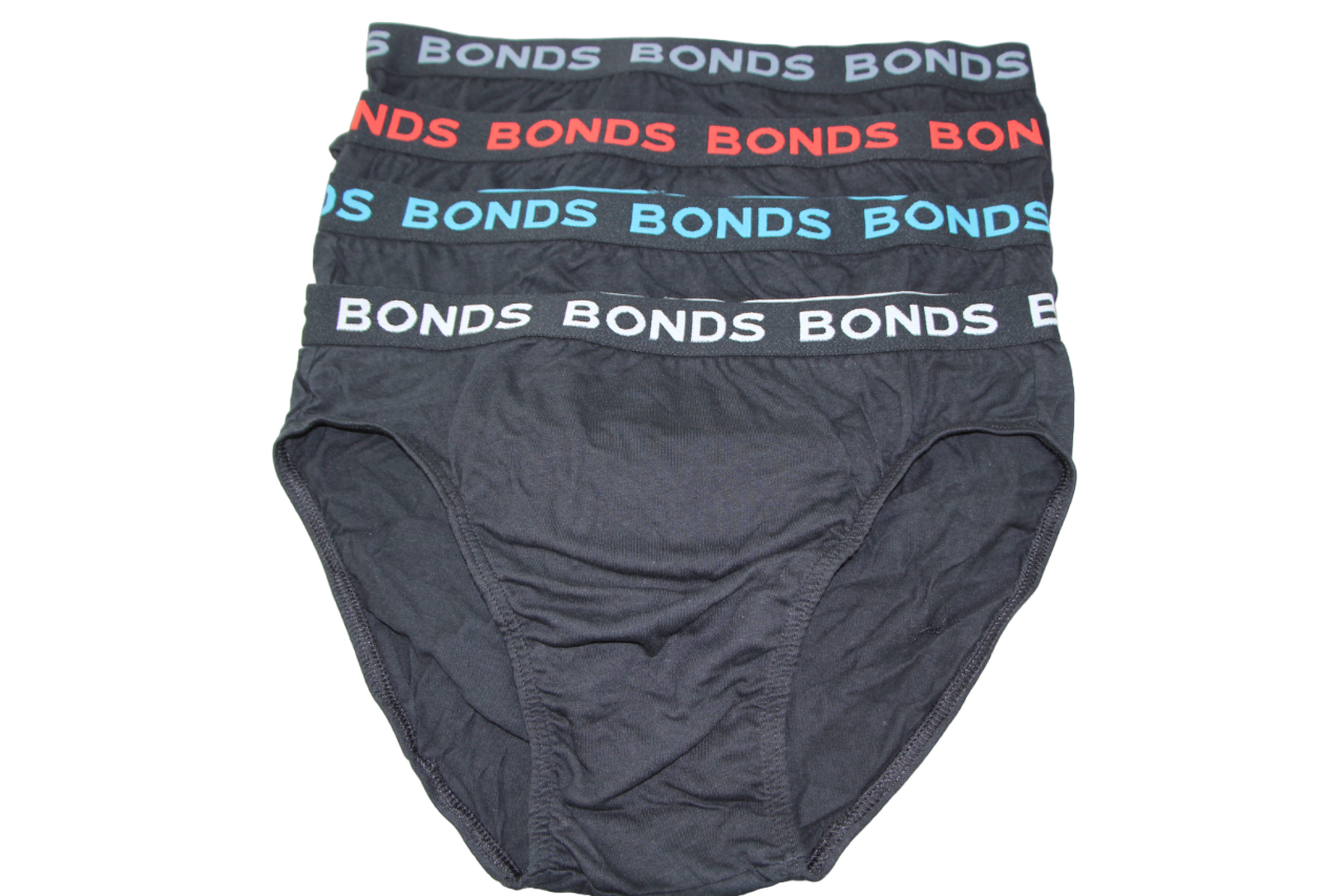 4 Pairs Bonds Mens Hipster Briefs Black Multicoloured Logo AS1