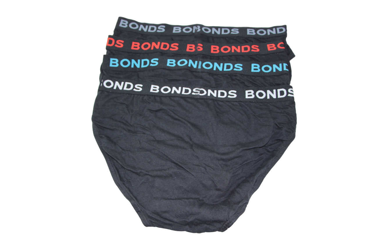 4 Pairs Bonds Mens Hipster Briefs Black Multicoloured Logo AS1