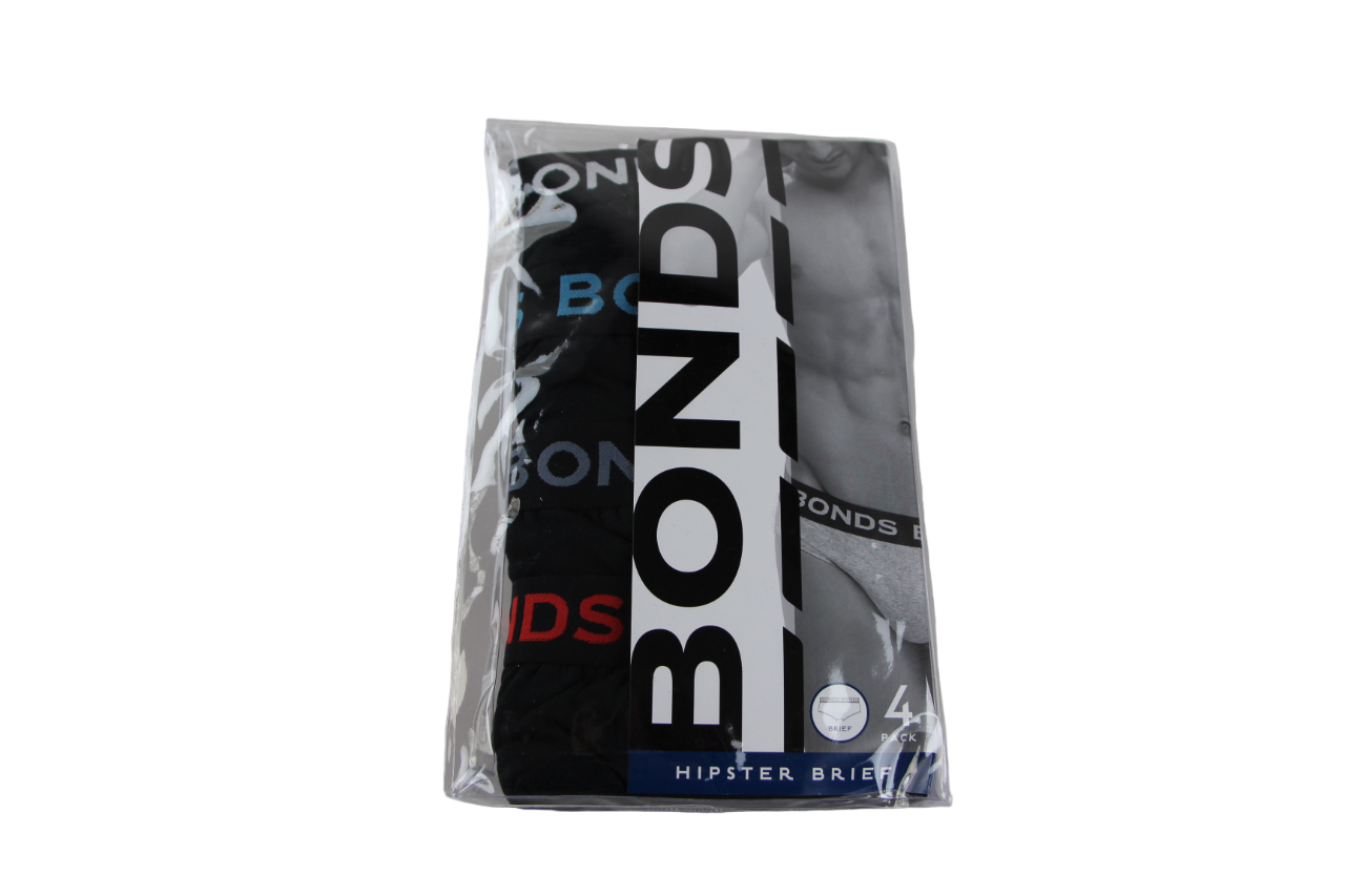 4 Pairs Bonds Mens Hipster Briefs Black Multicoloured Logo AS1