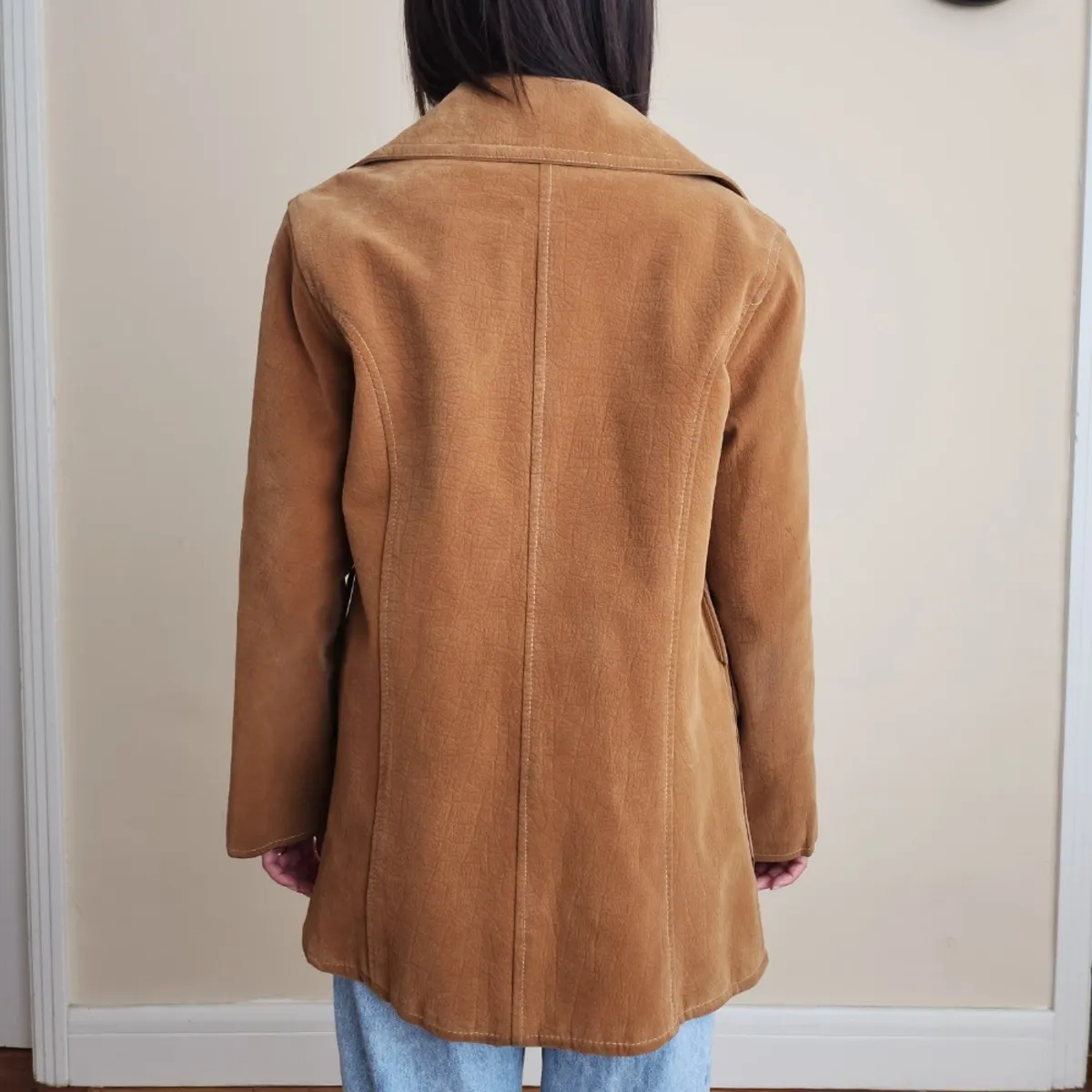 1970s Classic Tan Suede Jacket Coat - Google SEO Result: Vintage 70s Tan Suede Coat Jacket