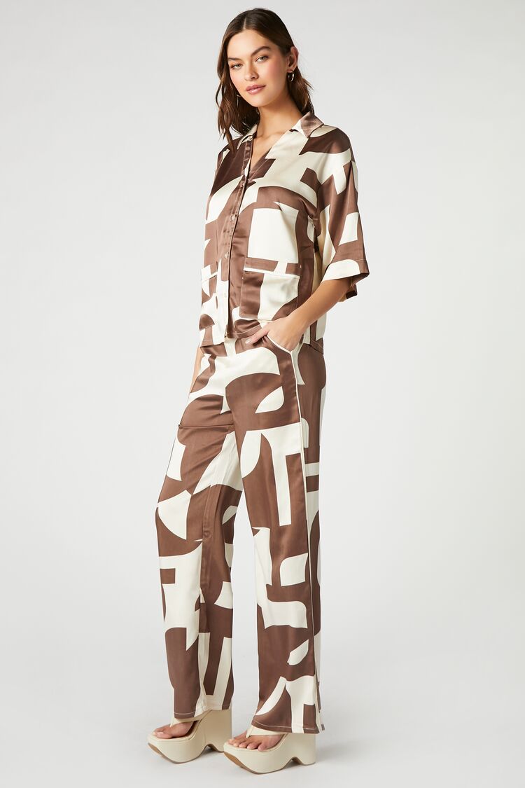 Abstract Print Shirt and Pants Set - Shop Now