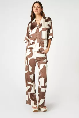 Abstract Print Shirt and Pants Set - Shop Now