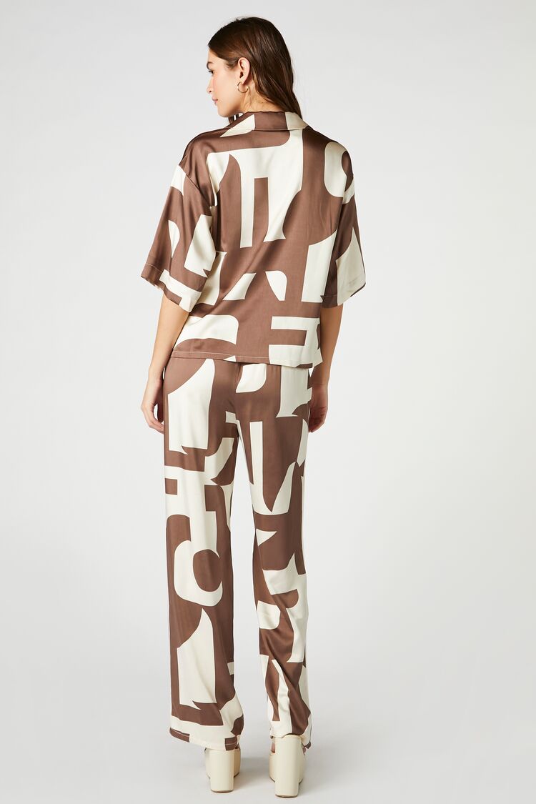 Abstract Print Shirt and Pants Set - Shop Now