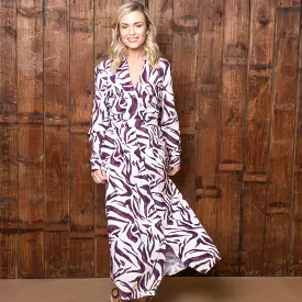 Abstract Zebra Print Shirt Dress - Orchid