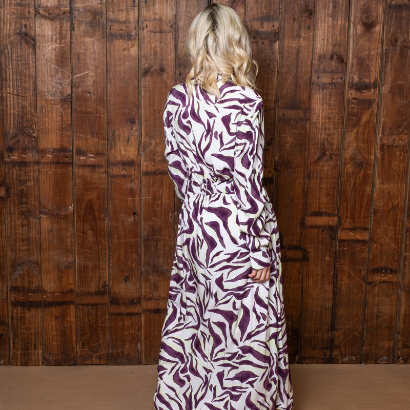 Abstract Zebra Print Shirt Dress - Orchid