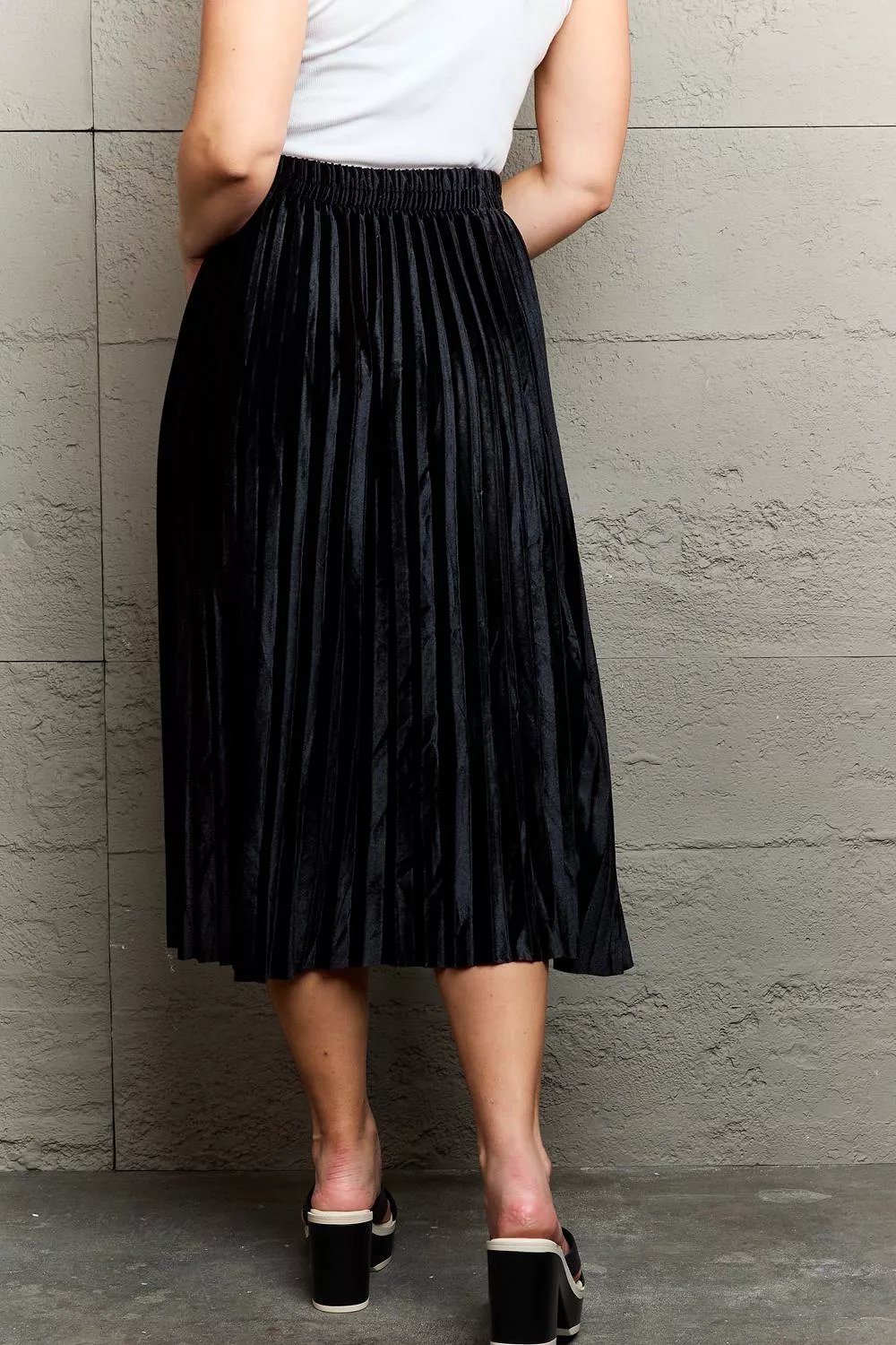 Accordion Pleated Midi Skirt