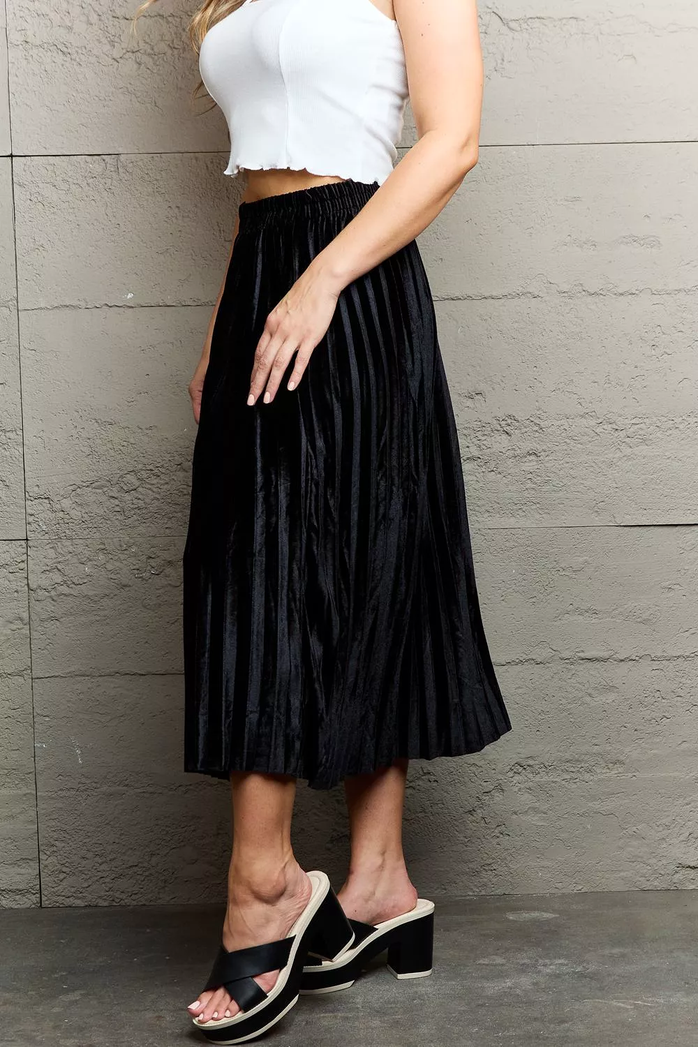 Accordion Pleated Midi Skirt