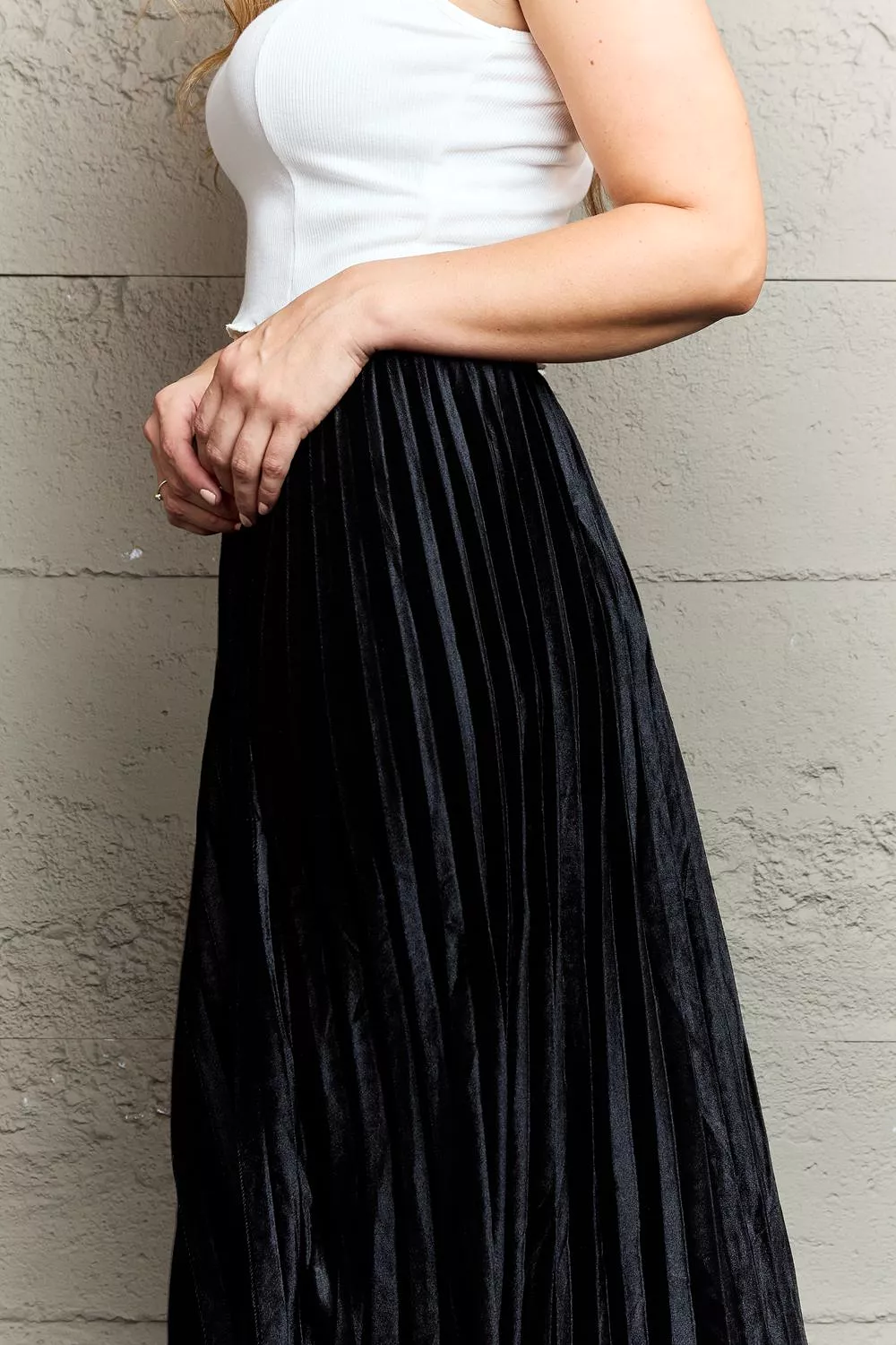 Accordion Pleated Midi Skirt