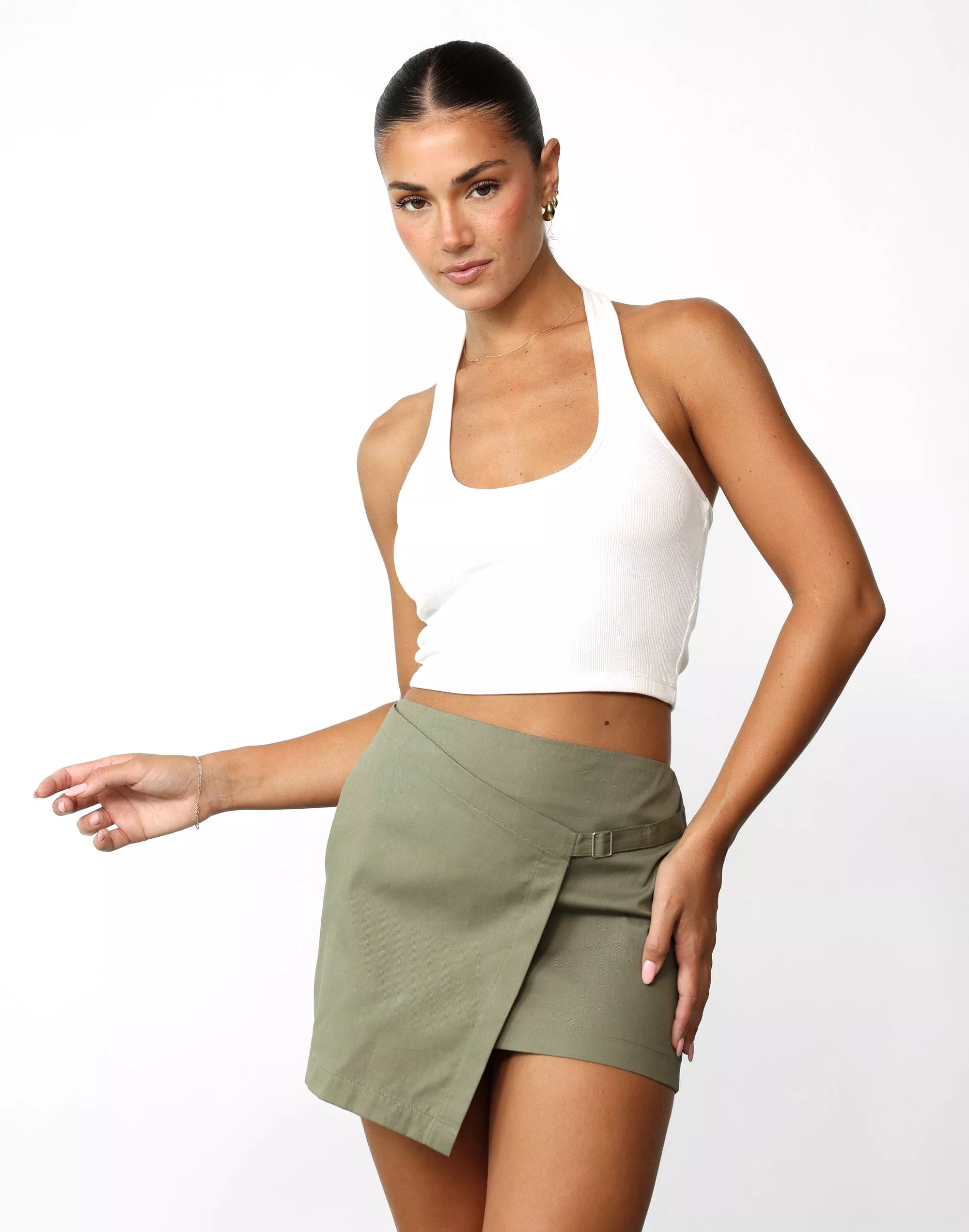 Adeola Khaki Mini Skirt