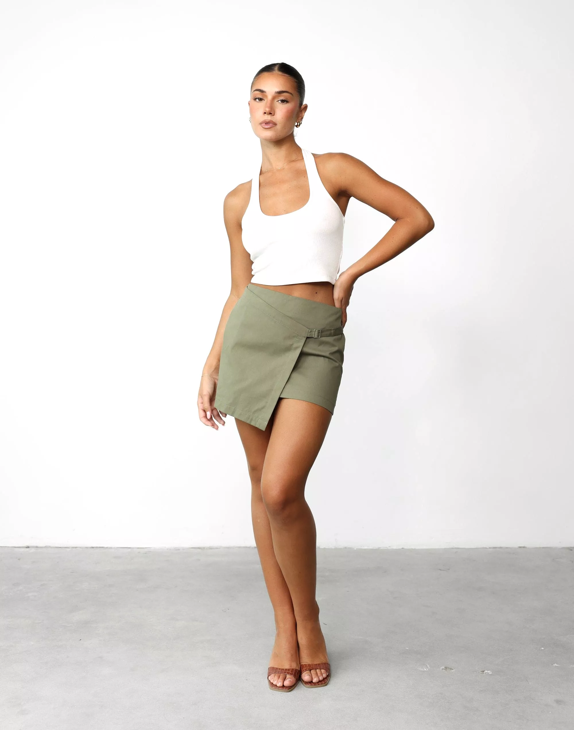 Adeola Khaki Mini Skirt