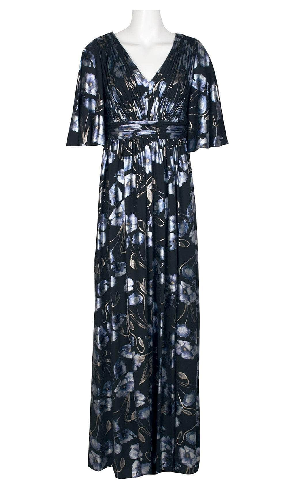 Adrianna Papell Metallic Floral Print Dress