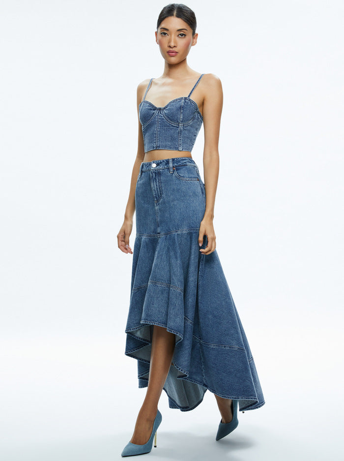 Alice + Olivia Natacha Spaghetti Strap Bustier Brooklyn Blue