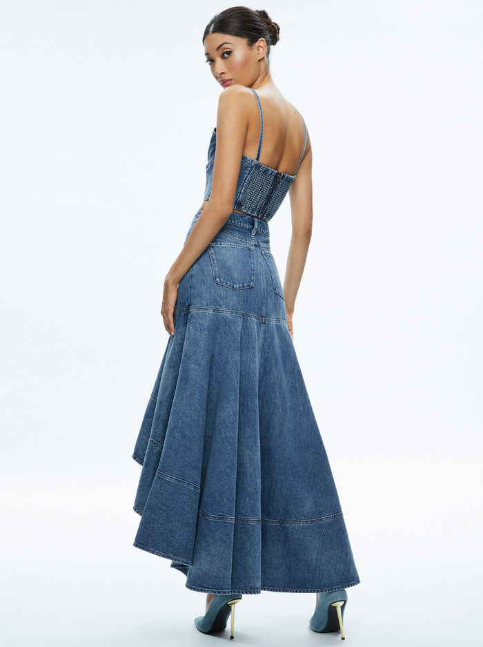 Alice + Olivia Natacha Spaghetti Strap Bustier Brooklyn Blue