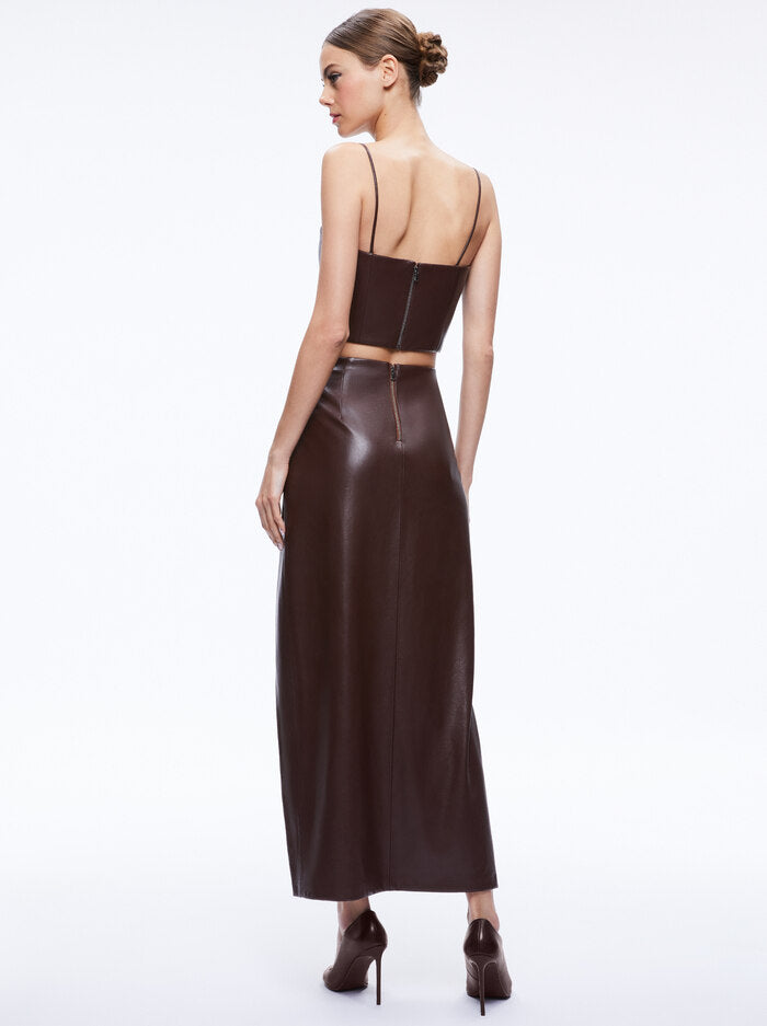 Alice + Olivia - Pearle Vegan Leather Bustier Top - Toffee