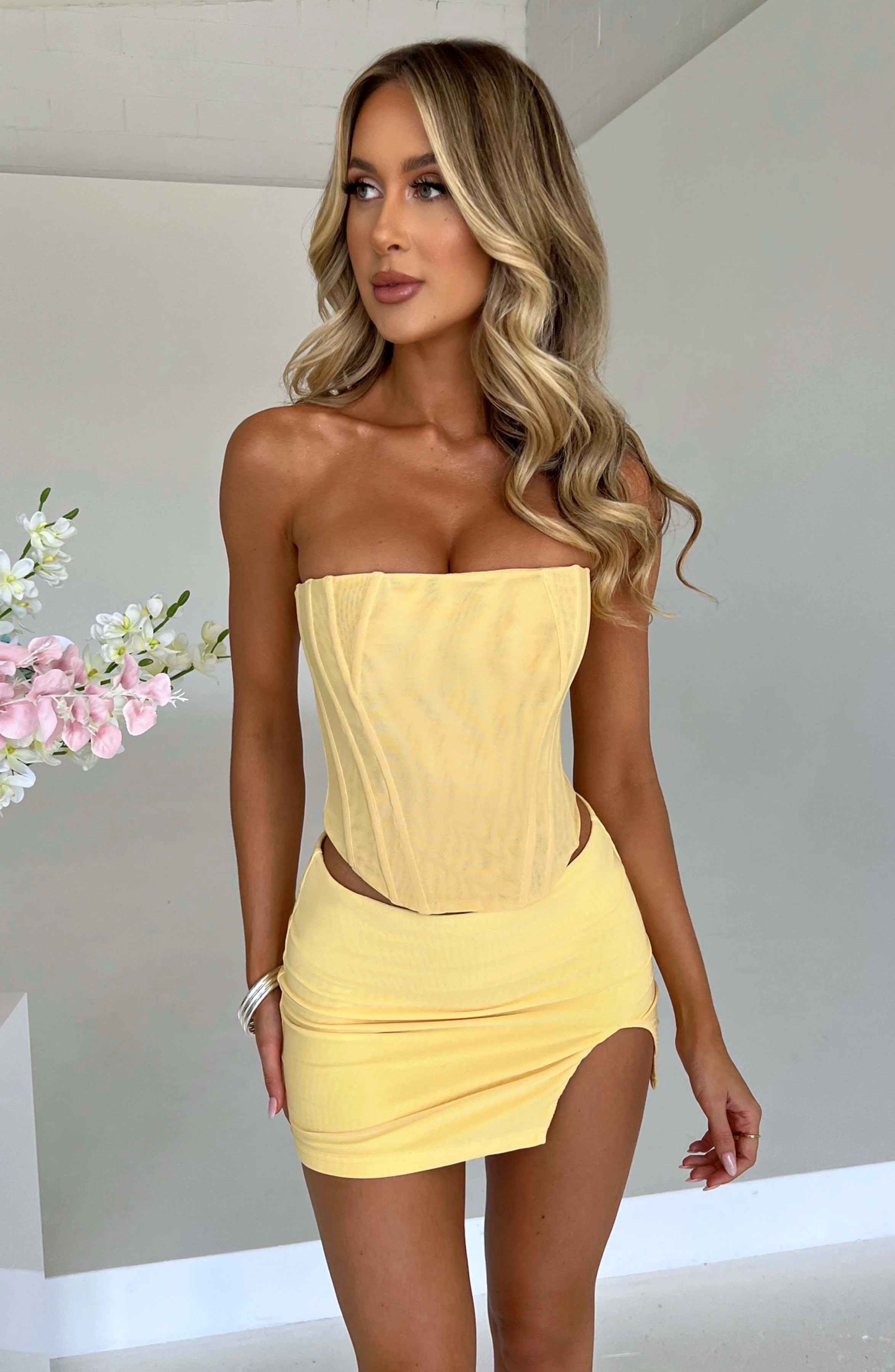 Alina Lemon Mini Skirt