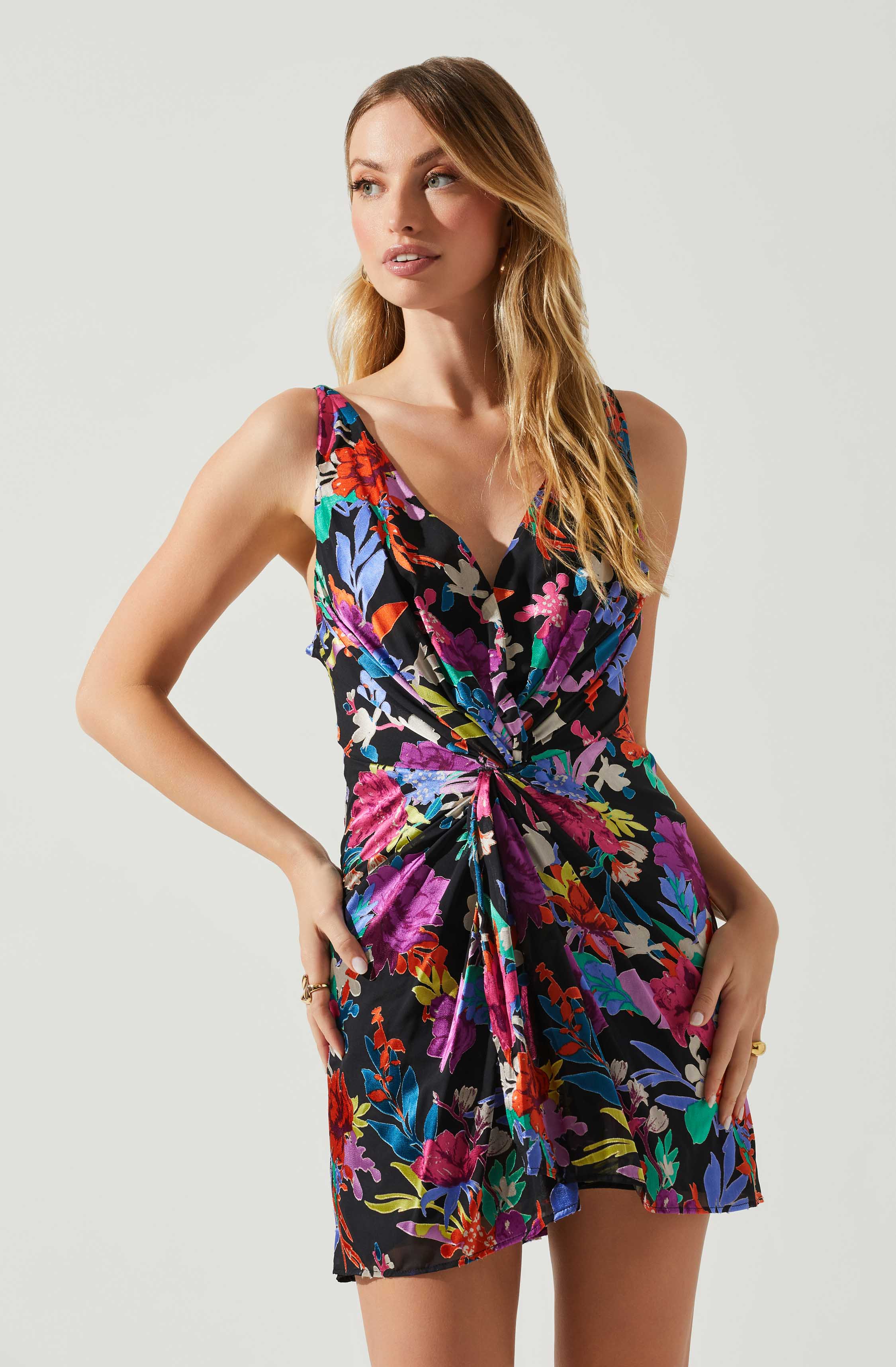 Alivia Mini Dress - Floral Twist Front