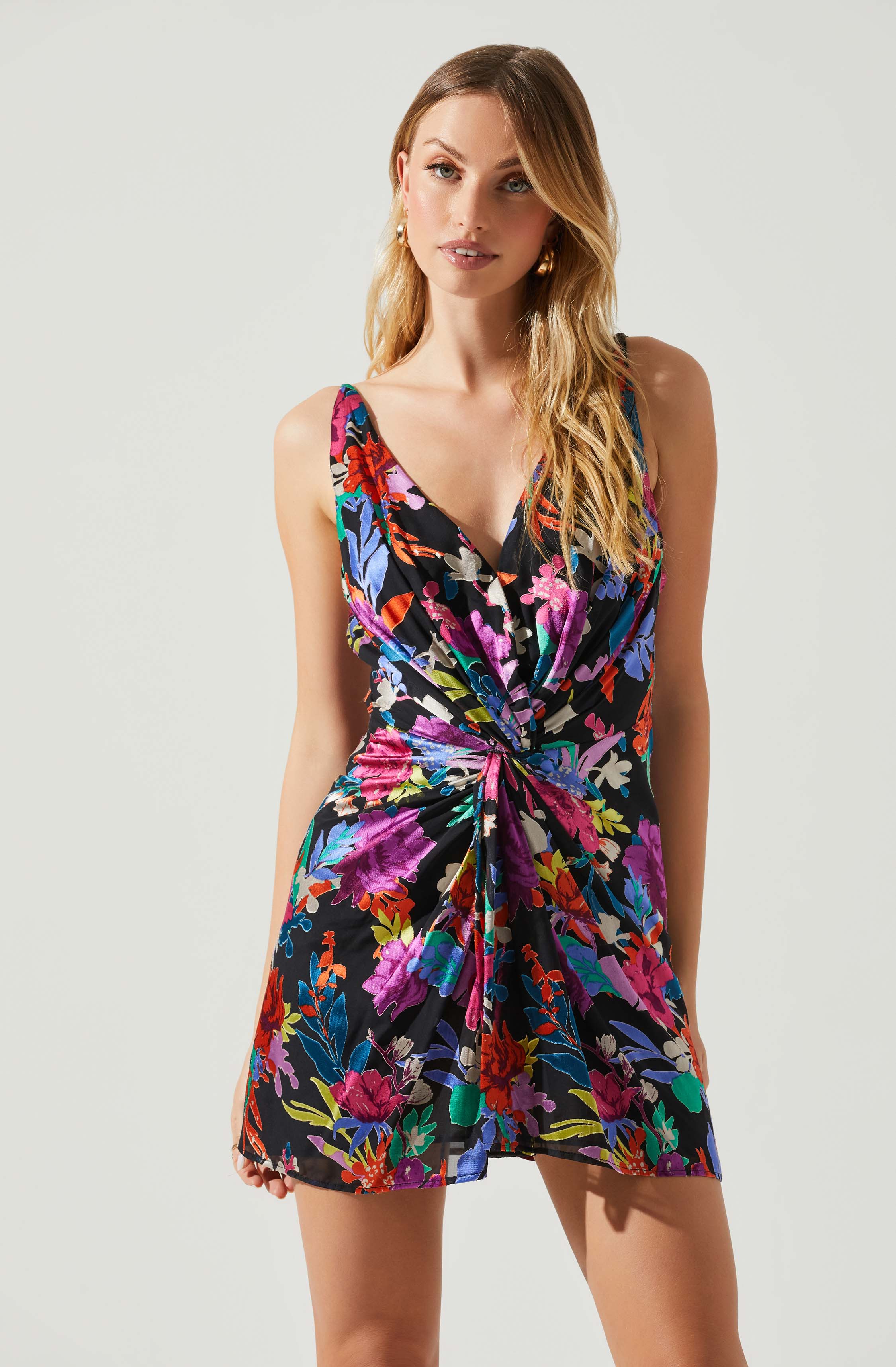 Alivia Mini Dress - Floral Twist Front