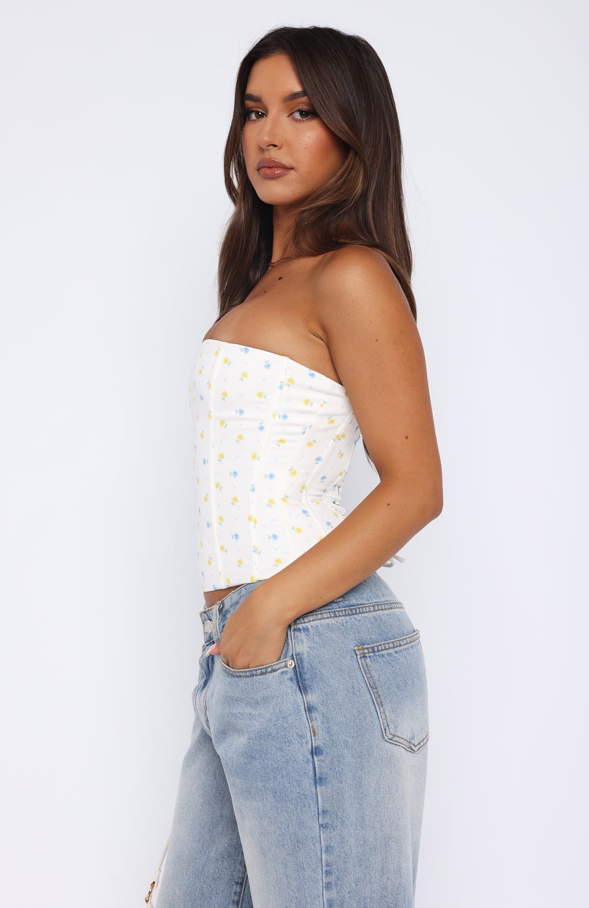 All The Small Things Sexy Floral Bustier in Buttercup Color