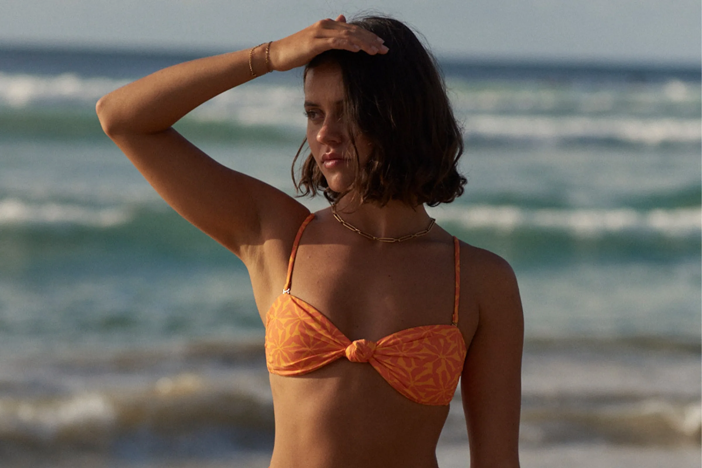 Allegra Knot Bandeau Top - Orange