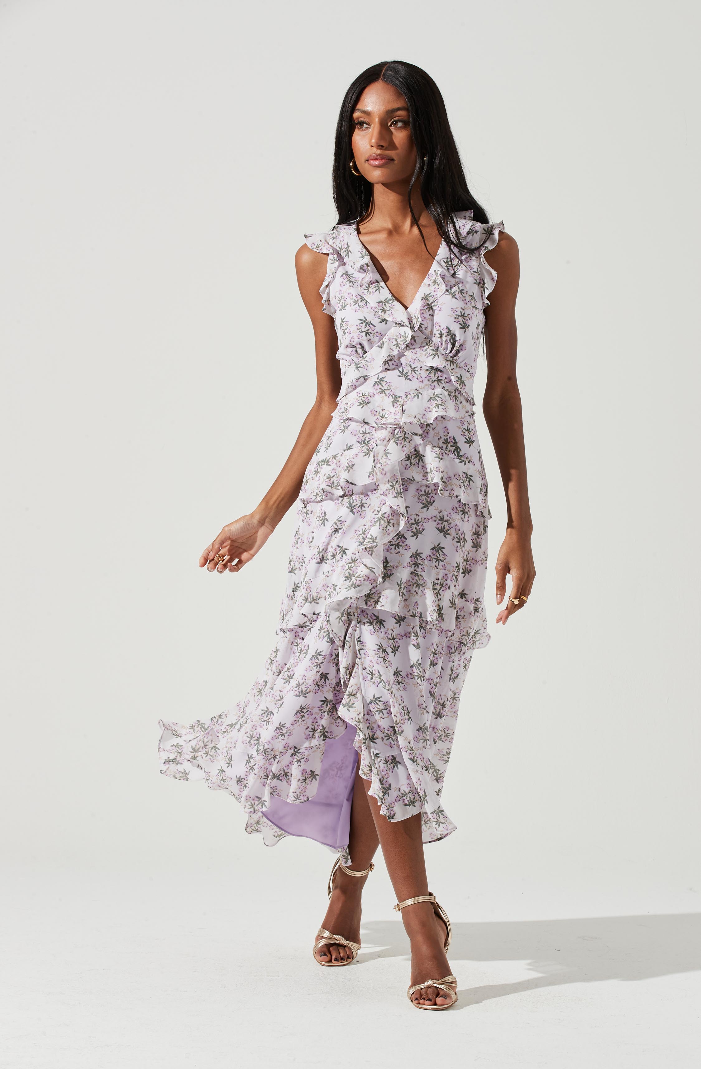 Allie Floral Maxi Dress with Ruffle