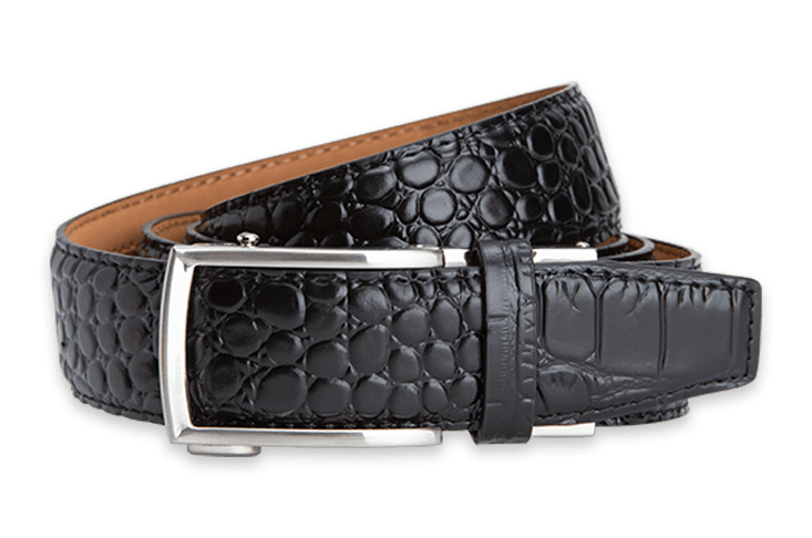 Alligator Black Dress Belt with 1 3/8 Strap