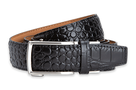 Alligator Black Dress Belt with 1 3/8 Strap