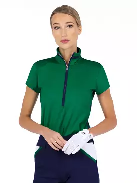 Amelia Quarter Zip Top - Ivy/Ink