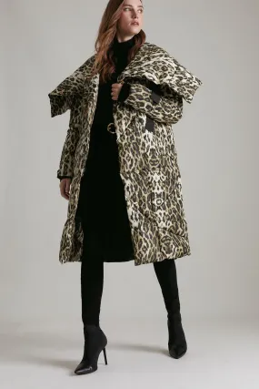 Karen Millen Animal Print Grosgrain Duvet Coat