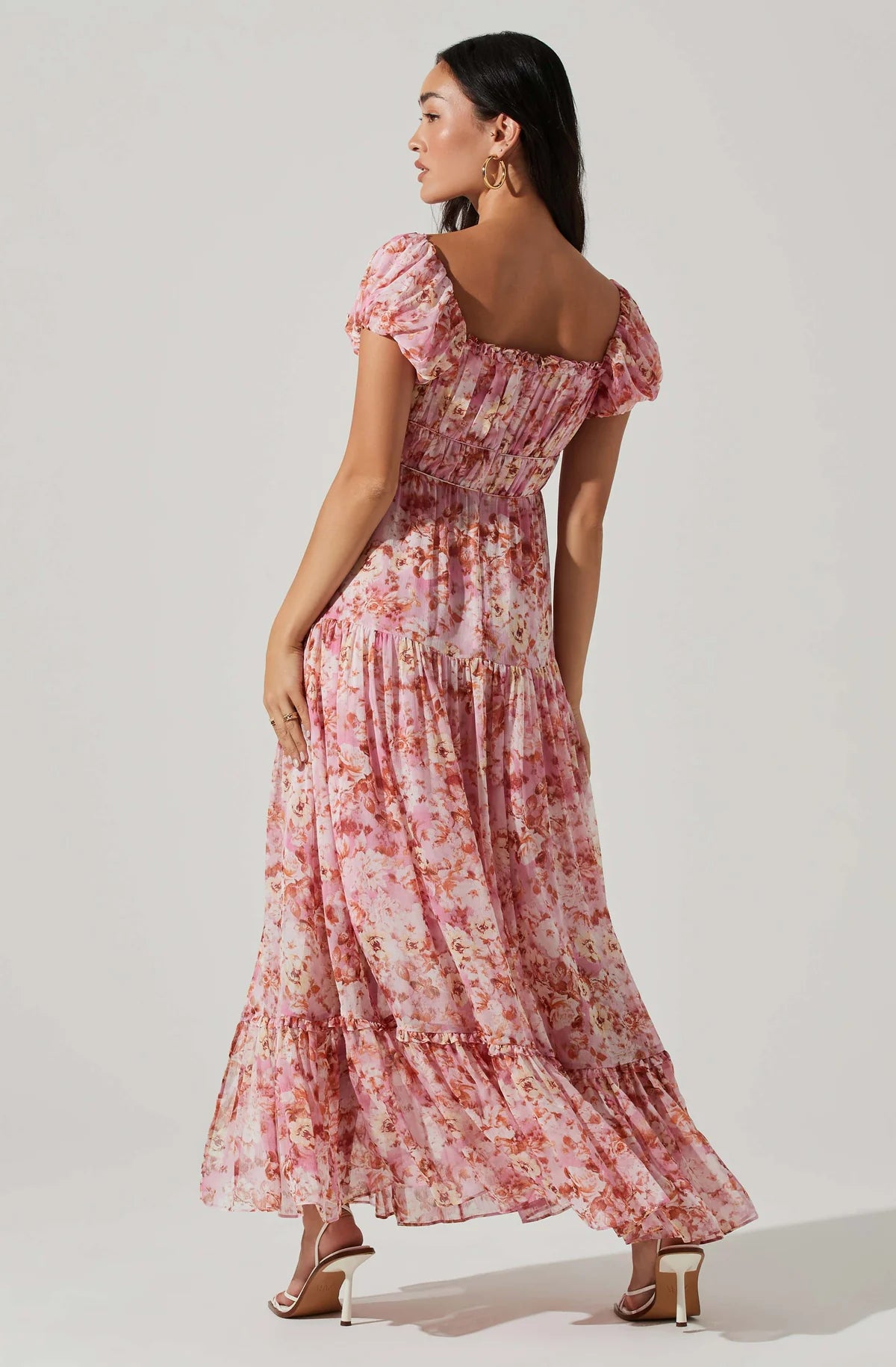 ASTR The Label ROSELINE OFF SHOULDER FLORAL MAXI DRESS - Pink Orange: Buy Now! Trendy Floral Maxi Dress in Pink Orange by ASTR T