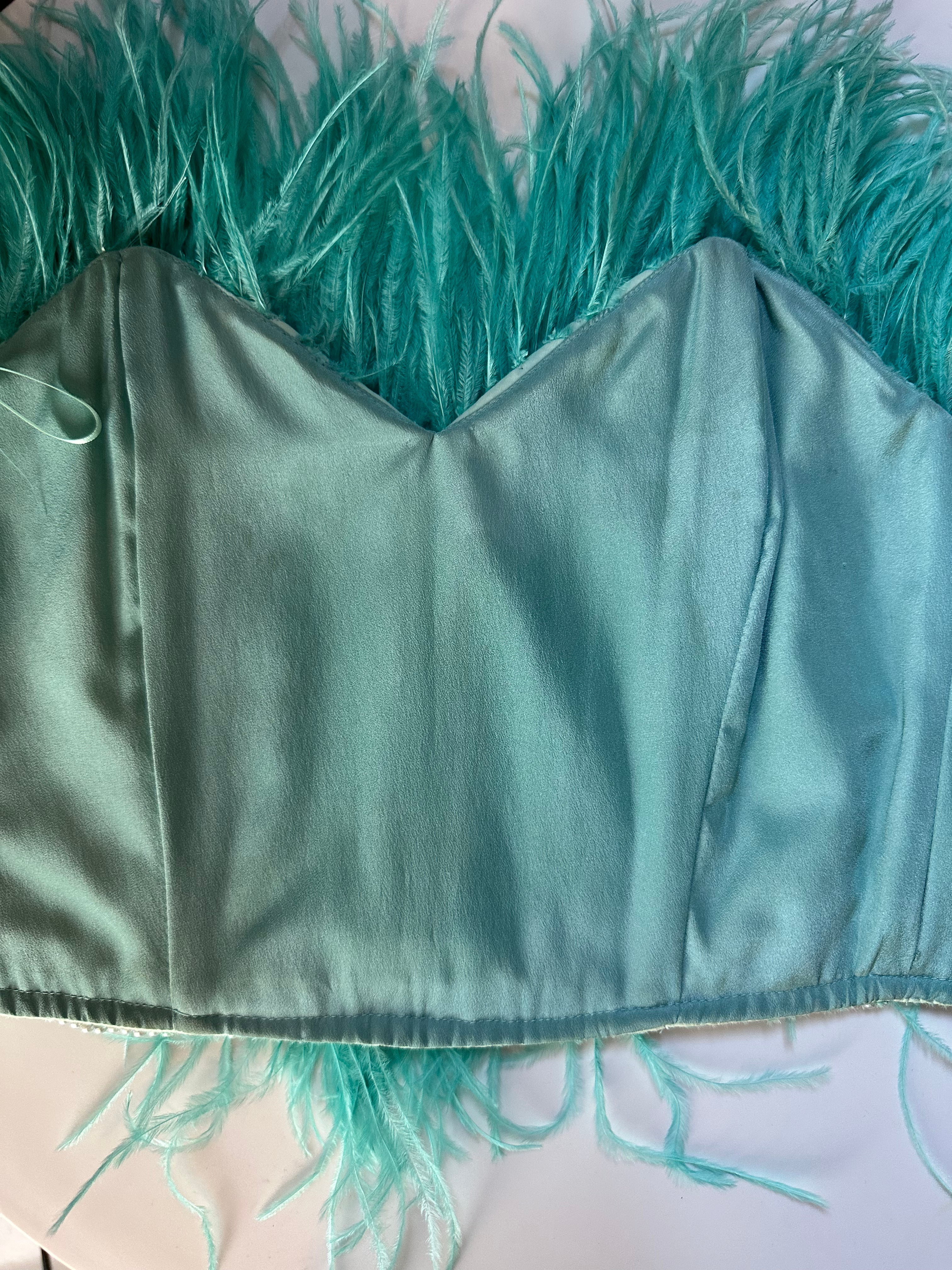 ATTICO Bustier Feather Turquoise Size 36 IT - Get the Latest Fashion Trends Online!