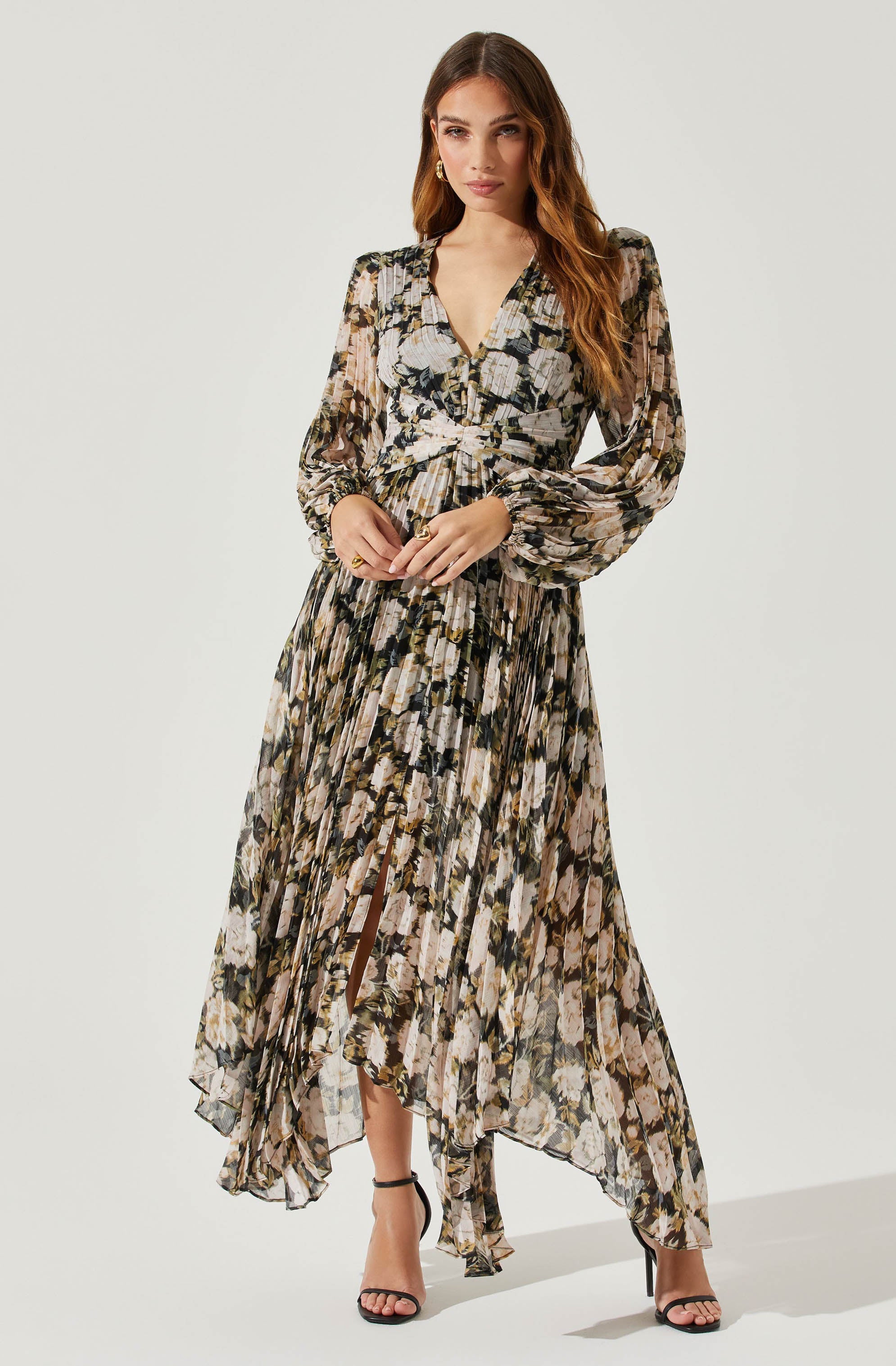 Ayana Pleated Floral Maxi Dress