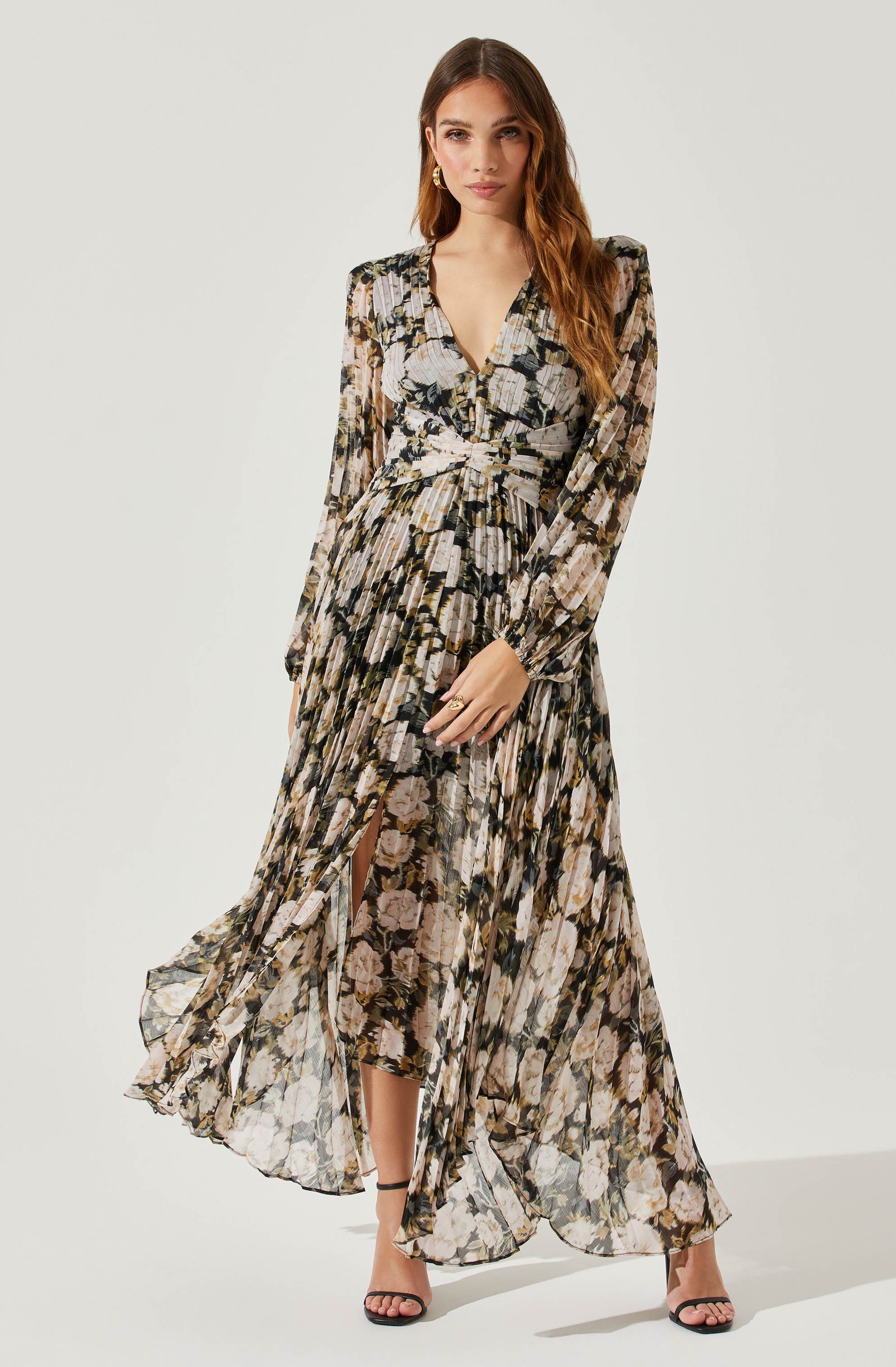 Ayana Pleated Floral Maxi Dress