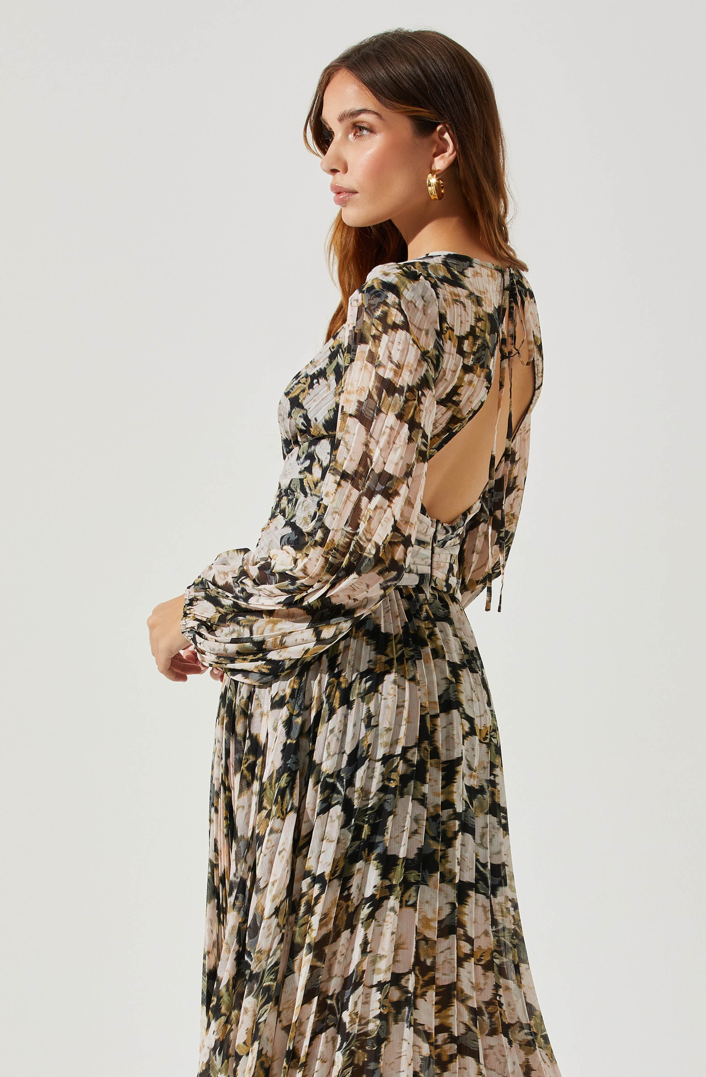 Ayana Pleated Floral Maxi Dress