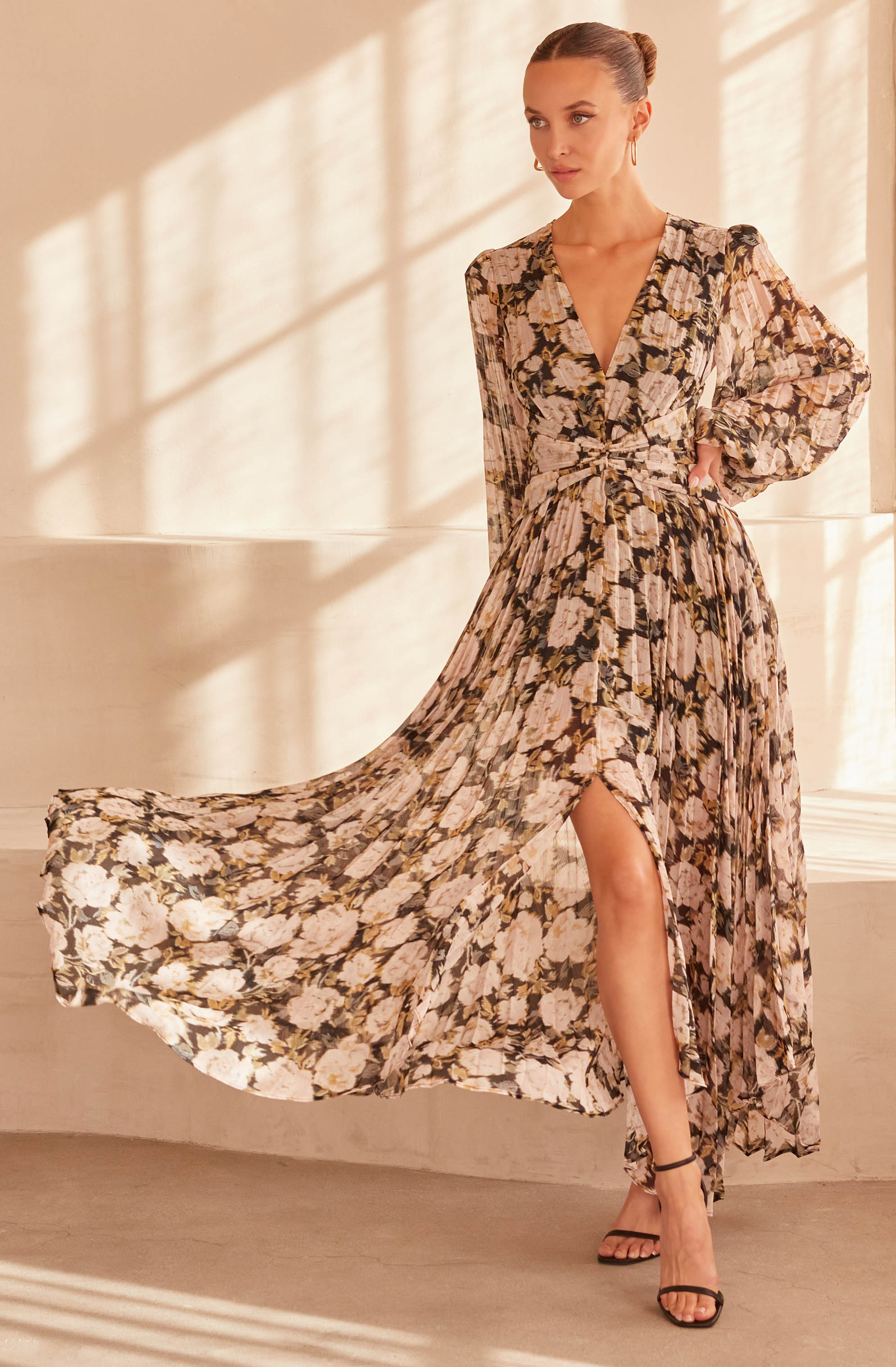 Ayana Pleated Floral Maxi Dress