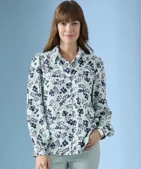 Printed Balloon Sleeve Blouse