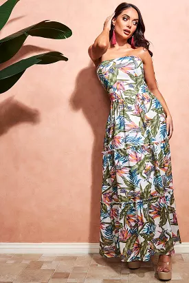 Bandeau Printed Maxi Dress