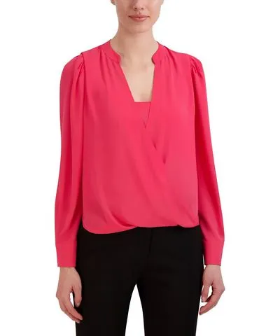 Bcbgmaxazria Faux Wrap Office Blouse for Women