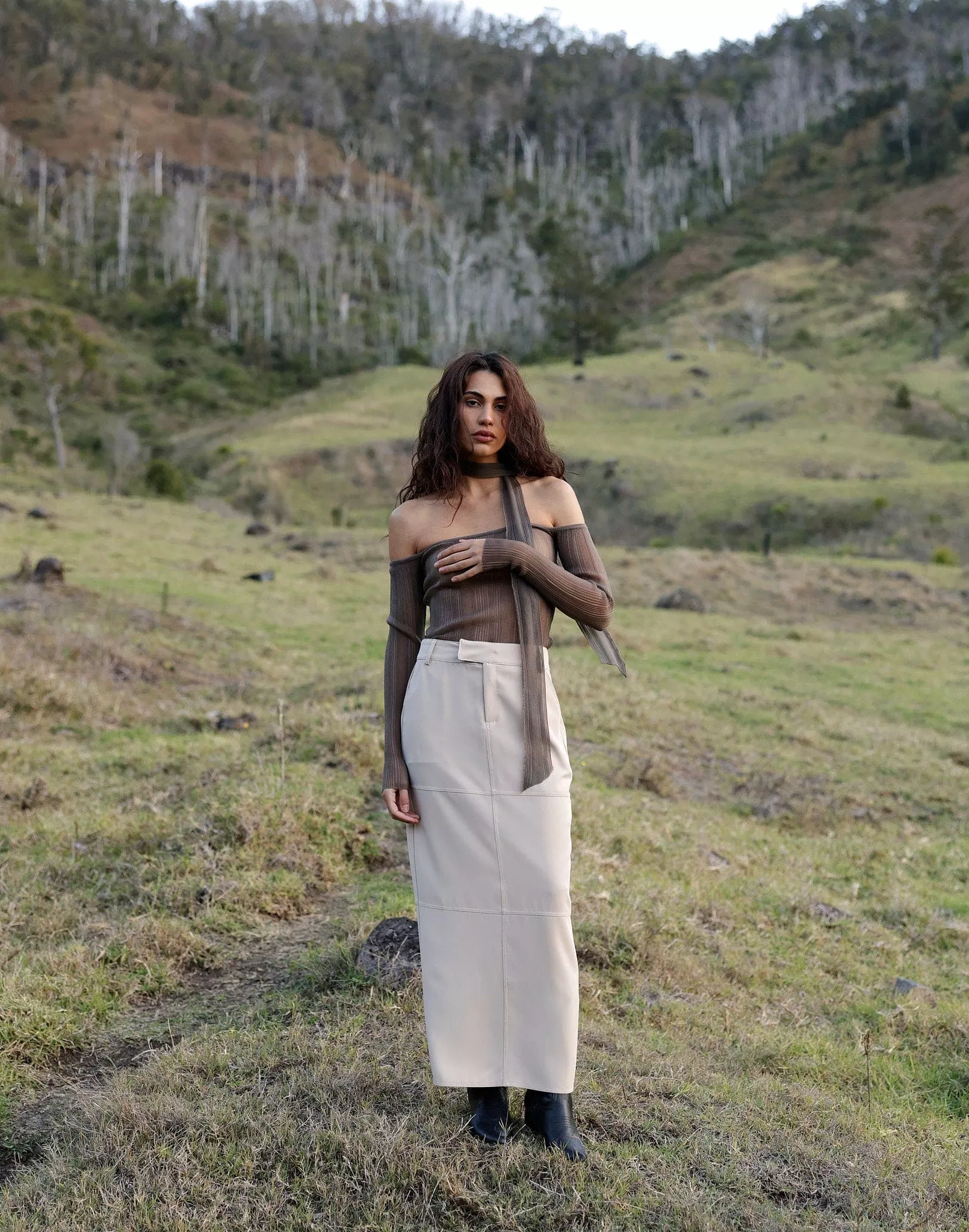 Beige Malakai Maxi Skirt