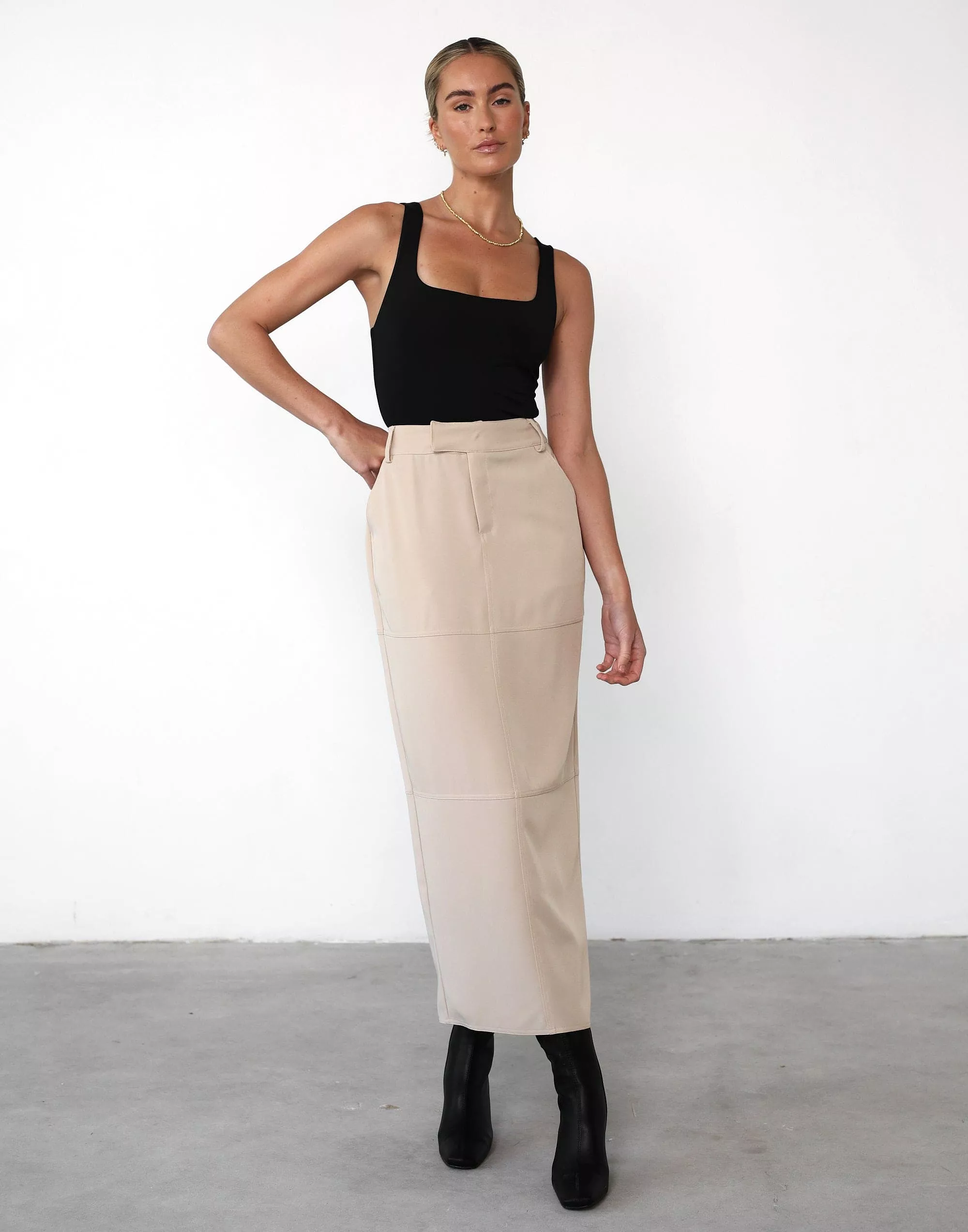 Beige Malakai Maxi Skirt