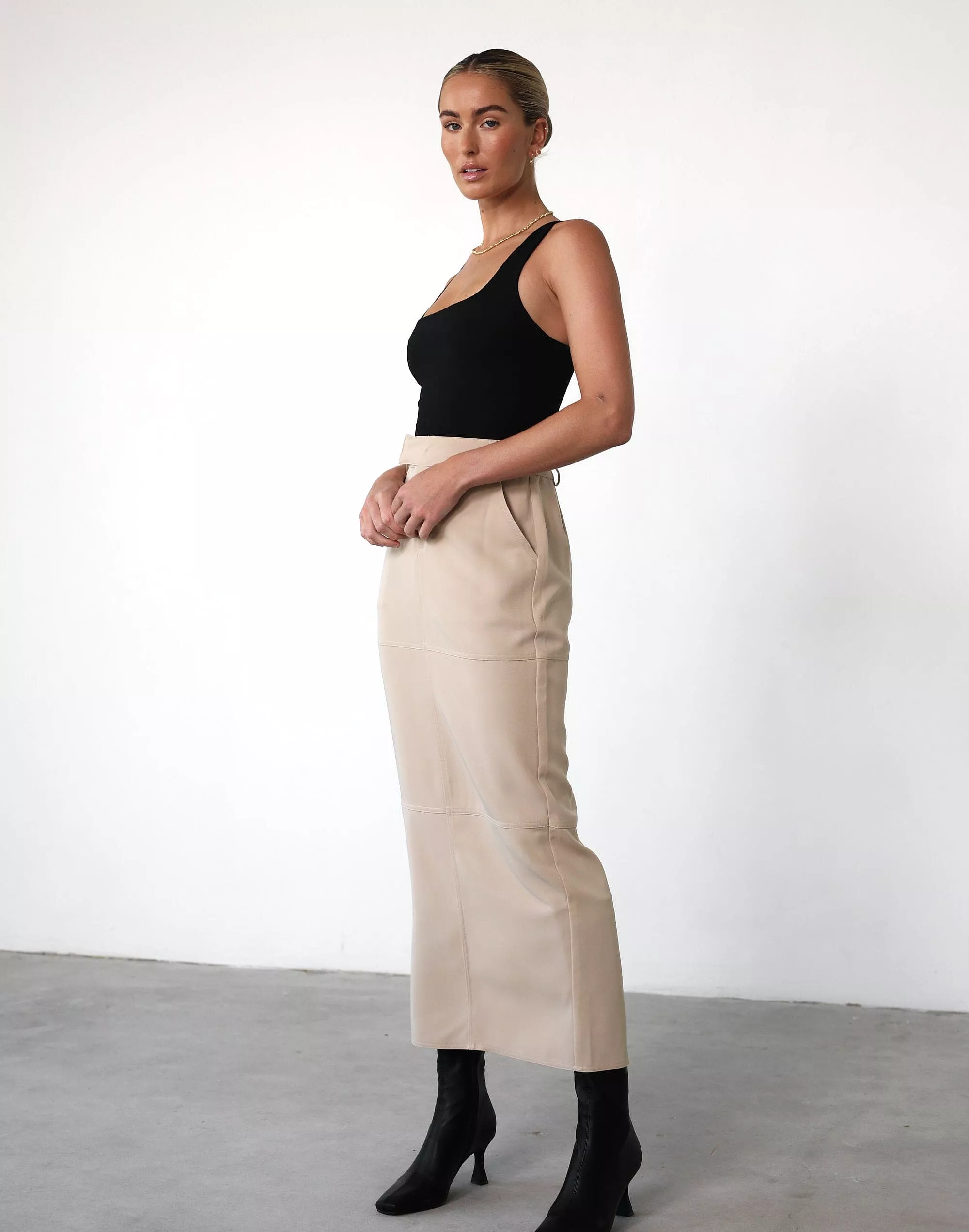 Beige Malakai Maxi Skirt