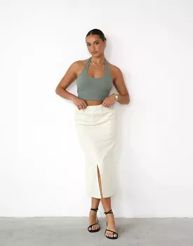 Beige Midi Skirt - Shop the Leiya Collection