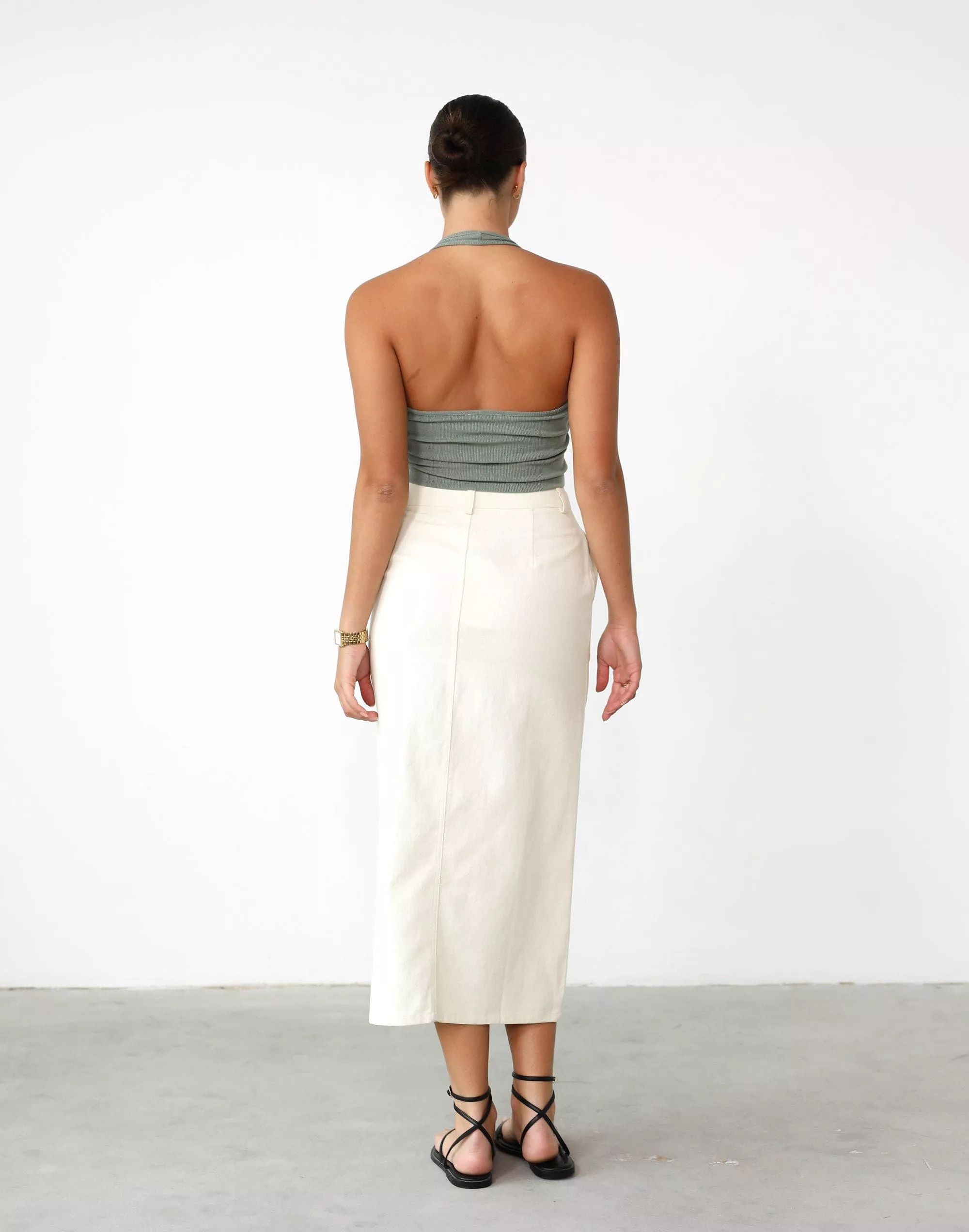 Beige Midi Skirt - Shop the Leiya Collection