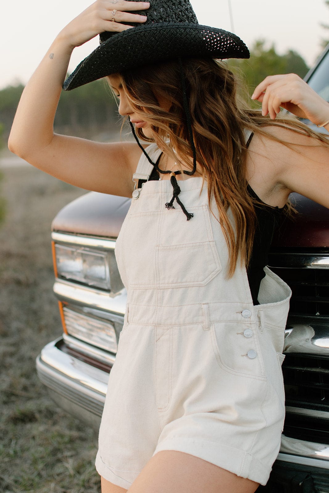 Beige Overall Shorts