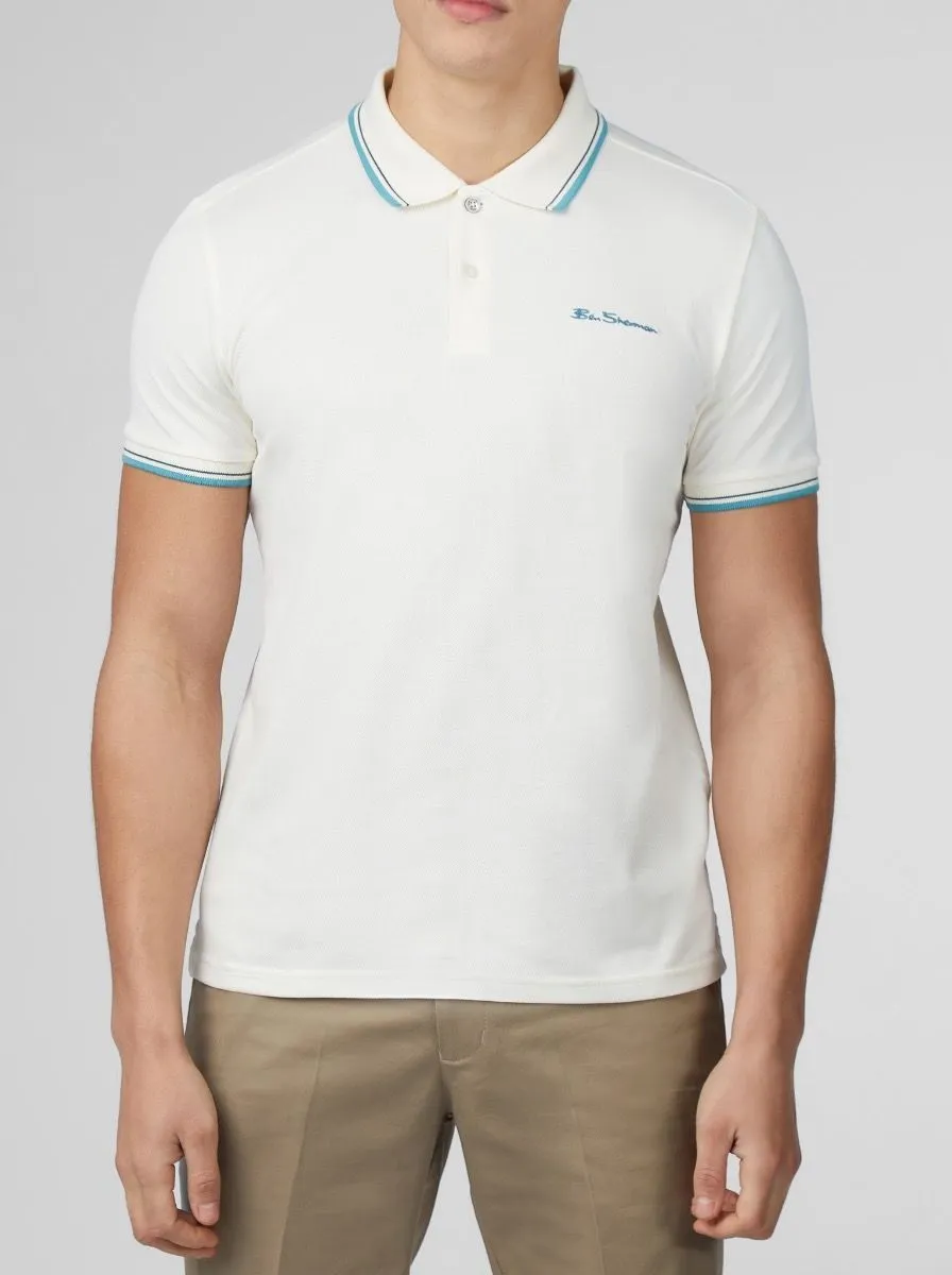 Ivory Ben Sherman Casual Polo Shirt with Short Sleeves