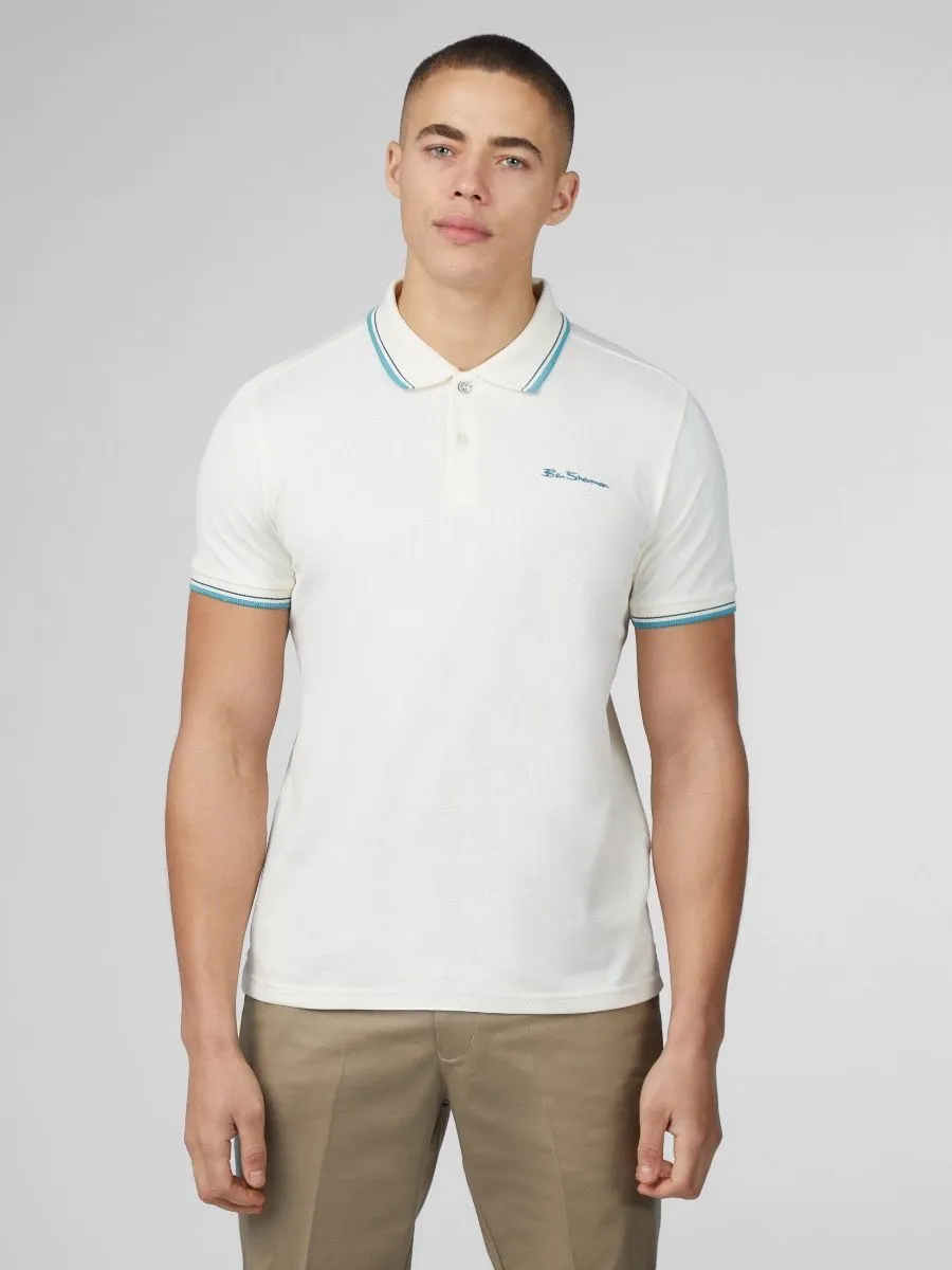 Ivory Ben Sherman Casual Polo Shirt with Short Sleeves