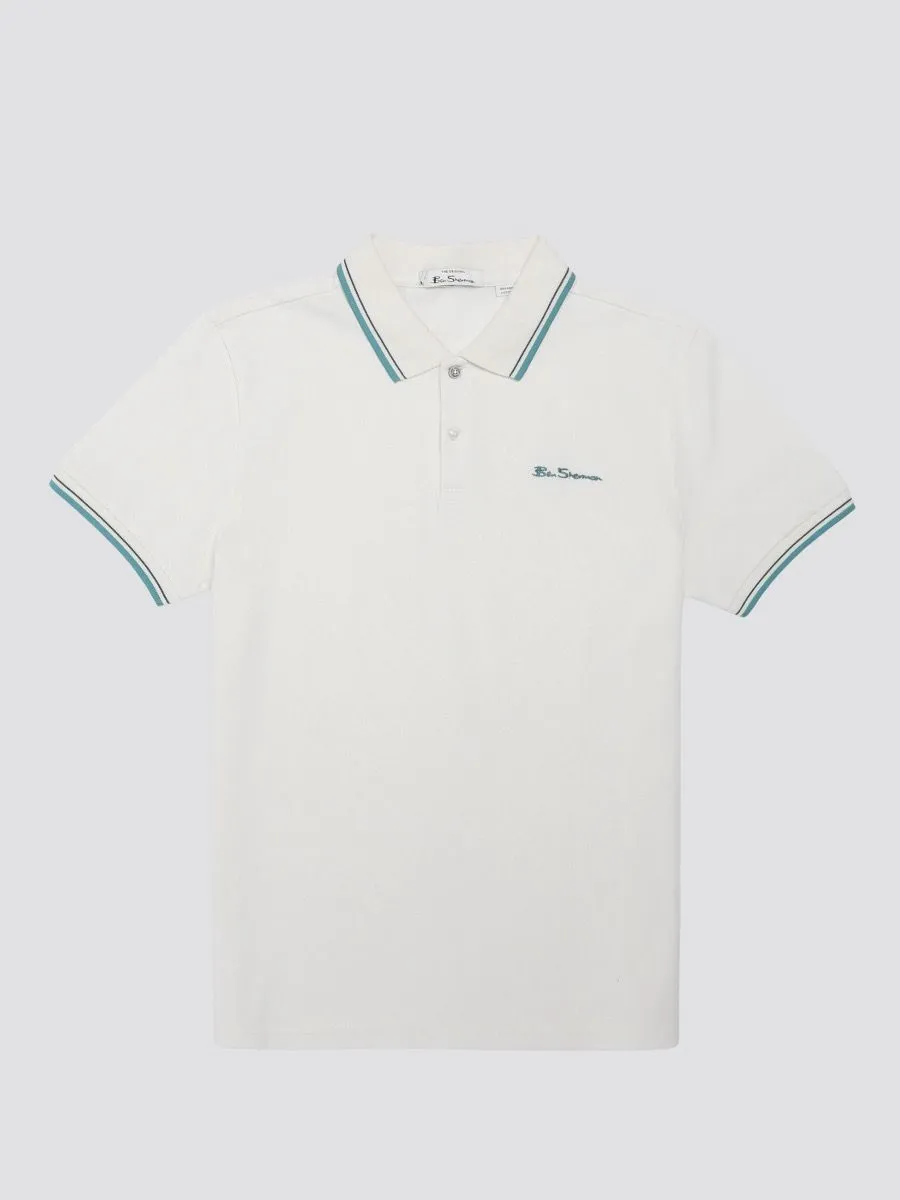 Ivory Ben Sherman Casual Polo Shirt with Short Sleeves