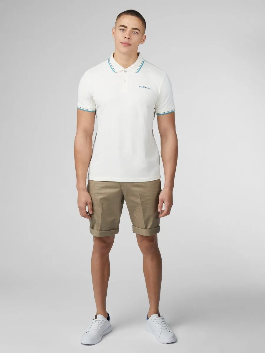 Ivory Ben Sherman Casual Polo Shirt with Short Sleeves